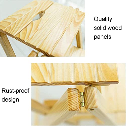 Taburete de escalada plegable de madera maciza con 3 niveles para el hogar 6