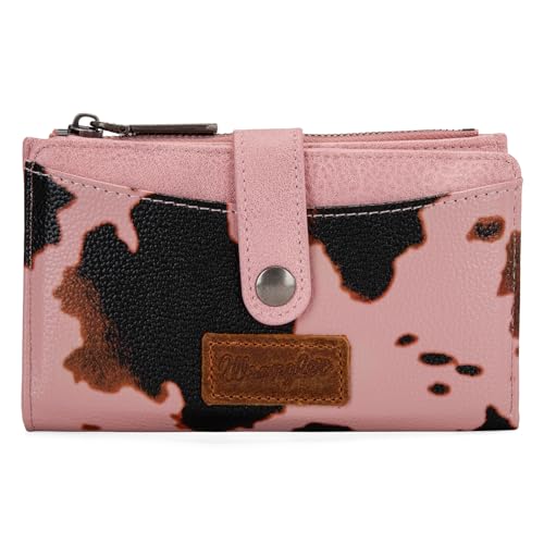 Wrangler Wallet for Women Cow Print Bifold Wallet Women's Wallets, Card Cases & Money Organizers Women Pink Wallets for Womens Female Cash Wallett with ID Window WG133-W002PK - image 1