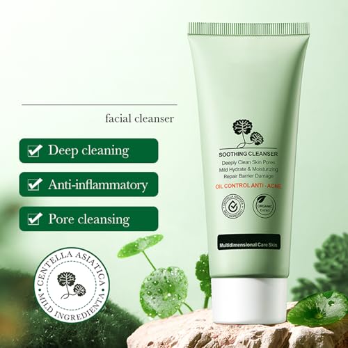 Facial Cleanser With Centella Asiatica Extract, Gentle Facial Cleanser for Facial Cleansing Anti-Pimple Face Wash Gel - Image 2