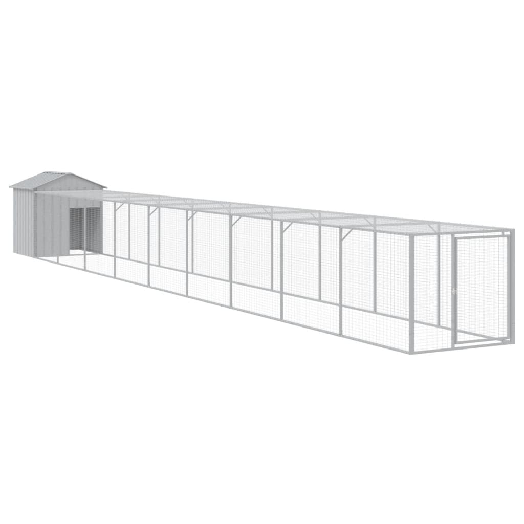 Homgoday Casa Mobilia Gallinero área de carrera gris claro 117 x 1017 x 123 cm acero galvanizado, jaula para animales jaula para pollos exterior para aves de corral gallineros conejos