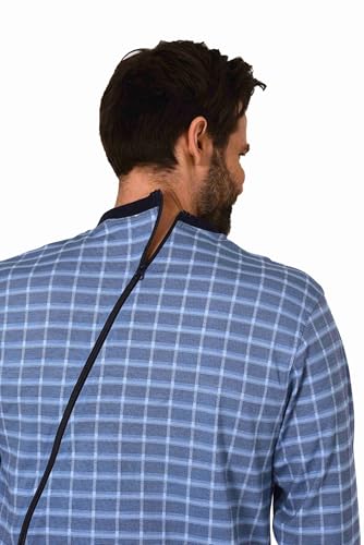 Men's Alzheimer's Clothing Nursing Jumpsuit Pajama long sleeve with zipper at back and leg4