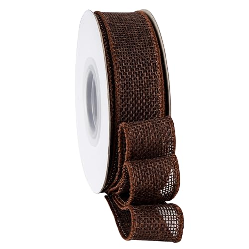 SDZMDL Brown Burlap Wired Ribbon Ribbon with Wire Edge for Fathers Day Decor Gift Wrapping Bows Outdoors Wreath. 1 Inch x 10 Yards/Roll.
