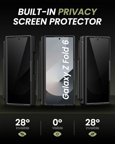 Image of for Samsung Galaxy Z Fold 6 Case With Privacy Screen Protector, S Pen Holder & Card Holder & Hinge Protection & Slide Camera Cover, Rugged Wallet Protective Phone Cover Case for Z Fold 6, Black