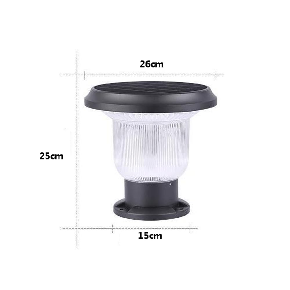HZWJIA Solar Pillar Lamp Outdoor Warm White LED Fence Deck Post Cap Light IP65 Waterproof Pillar Head Lamp Gray Outdoor Lighting Solar Pillar Lamp For Villa Courtyard Landscape Pillar Light Bottom Wid