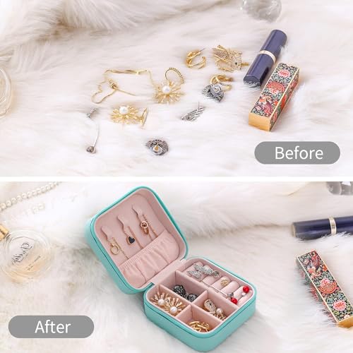 Image of TRODANCE Mini Jewelry Travel Case,Small Travel Jewelry Organizer, Portable Jewelry Box Travel Mini Storage Organizer Portable Display Storage Box For Rings Earrings Necklaces Gifts (4Color-4pcs)