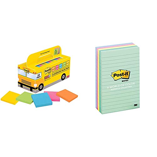Post-it Super Sticky Notes & Notes, 4 in x 6 in, 5 Pads, America's #1 Favorite Sticky Notes, Marseille Collection, Pastel Colors (Pink, Mint, Yellow), Recyclable (660-5PK-AST)