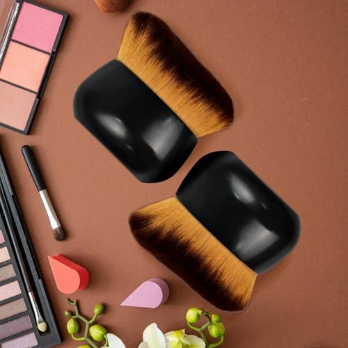 Image of Extra Large Body Makeup Brush For Self Tanner, Leg Makeup &Bronzer Blend,75 mm Wide-headed Kabuki Brush Provides More Even &Pretty Application, Oval Face&Back Makeup Brush, Wet&Dry Use- Black