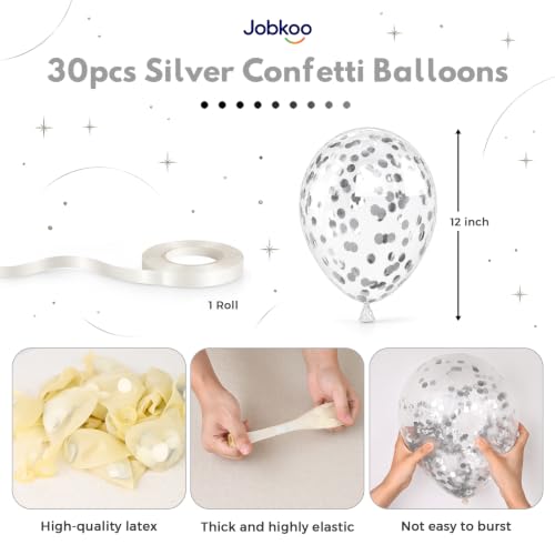 Image of Silver Confetti Balloons, Glitter Silver Balloon for Birthday Wedding Party