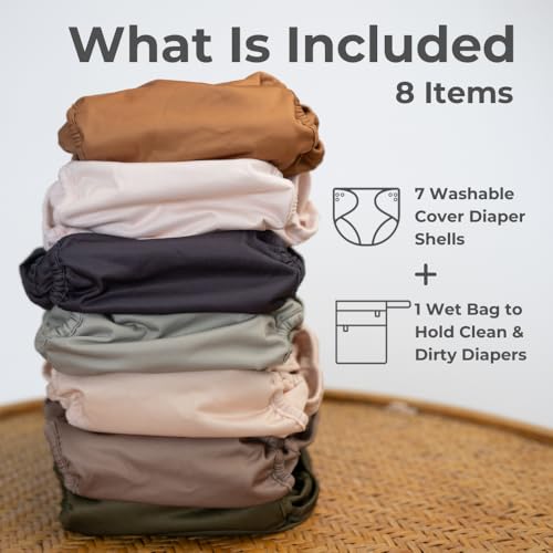 Image of Nora's Nursery Cloth Diaper Cover, Reusable Cover with Snap Closure, Shell for Prefold, Flat, or Fitted Inserts, Includes Wet Bag - Down to Earth