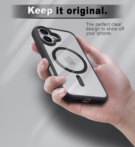 Image of Hupshy Compatible for iPhone 16 Back Case Cover | Ultra Hybrid | Military-Grade Protection| Back Case Cover for iPhone 16 - (Polycarbonate|Black)