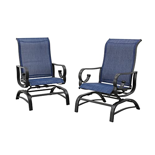 Image of LOKATSE HOME Patio Dining Chair Set of 2 with Textilene Mesh for Backyard Porch Garden, Blue