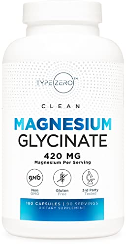 Type Zero Magnesium Glycinate (420Mg | 180 Capsules) Pure, Non-Gmo, Gluten Free, Natural High Absobtion Magnesium Supplement #TOP25