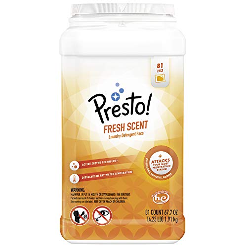Amazon Brand - Presto! Laundry Detergent Pacs, Fresh Scent, 81 Count
