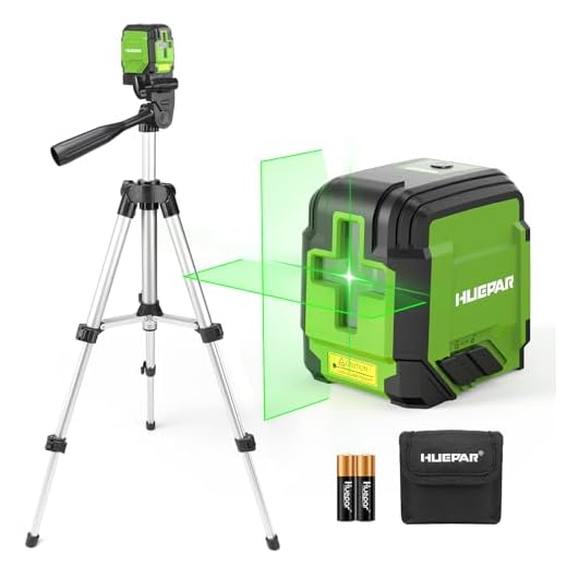Niveau Laser avec Trépied, Huepar 30M Niveau Laser à Ligne Verte Auto-nivelant Laser Croisée pour Accrochage de Tableaux, Rénovation de Maison, Projet d'Intérieur, Batterie et Sac de Transport Inclus
