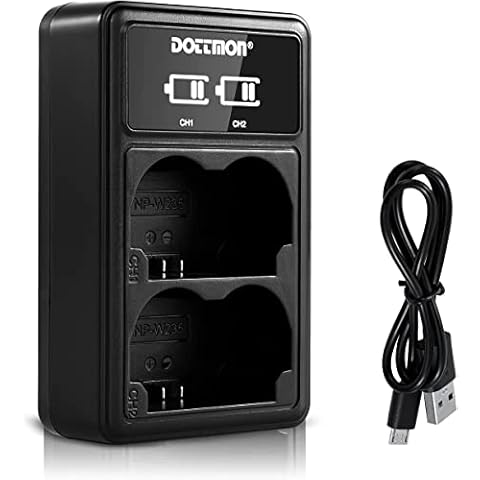 DOTTMON Dual USB Charger for Fujifilm NP-W235 Batteries, Compatible with Fuji X-T4, Fujifilm GFX 100S, GFX50S II, VG-XT4 Vertical Battery Grip, Replacement for Fujifilm BC-W235 Battery Charger… Cover