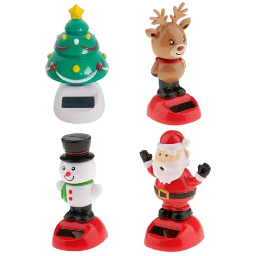 Cabezones decorativos animados y juguetes solares danzantes de Navidad (4 uds)