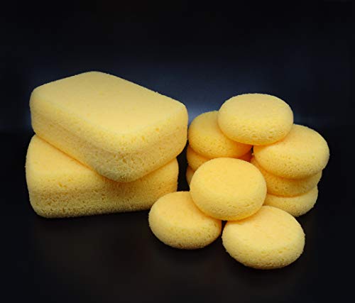Premium Synthetic Horse Tack Sponges: 12Pc Value Pack (10 Round 2.8" X1", 2 Large 6"X4"X2") With Cotton Bag, For Saddles, Bridles, Boots And Leather Care By Equus Constantia #TOP2