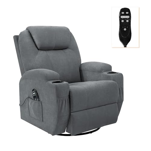 Flamaker Rocking Chair Recliner Chair With Massage Swivel Ergonomic Lounge Chair Classic Single Sofa With 2 Cup Holders Side Pockets Living Room Chair Home Theater Seat thumb #2