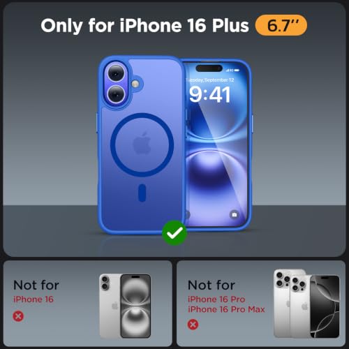 Image of Miracase for iPhone 16 Plus Matte Series Case, Magnetic, Sea Blue