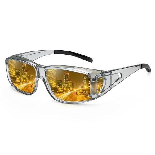 Image of Bio-th Night Driving Glasses for Men Women, Fit Over Glasses Anti Glare Polarized Night Vision Glasses for Driving,HD Lens