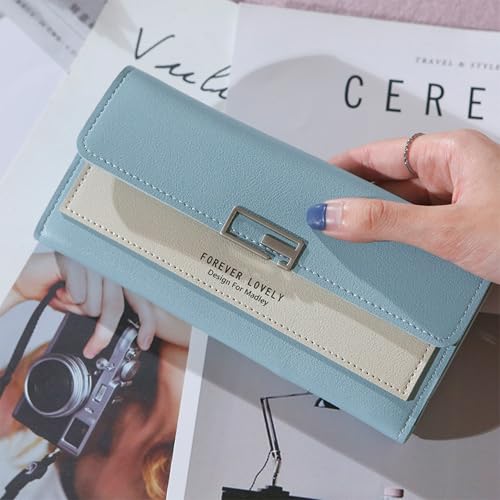 Image of Kraptick Women's Wallet - Stylish & Compact Clutch Purse, Card & Coin Holder with 13 Slots, Money Organizer & Travel Wallet for Women (Blue)