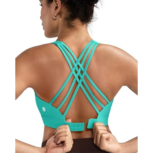 RUNNING GIRL Sports Bras for Women,Crisscross Back High Impact Sports Bra with Hook Closure Workout Supportive Bra(WX3175 Bright Green XXL)