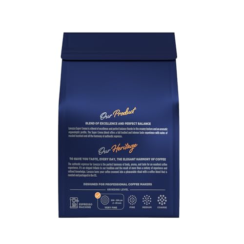 Image of Lavazza Super Crema Whole Bean Coffee, Medium Espresso Roast, Arabica and Robusta Blend, 22 oz Bag