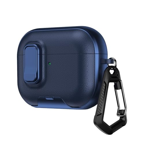 Protection AirPods Pro 3 2025 bleu silicone haut de gamme et son étui porte-clés en cuir