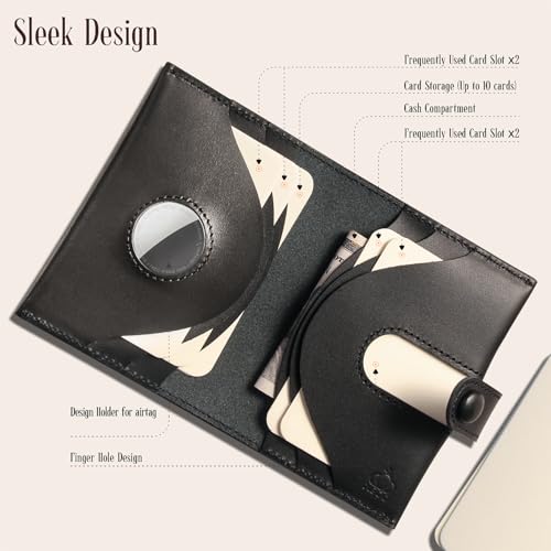Business Card Holder,Leather Slim Wallet for Men & Women,2 Sided Slim Card Holder Wallet,Up to hold 20 caeds, Men's Wallet with Airtag Slot,Including Gift Box4