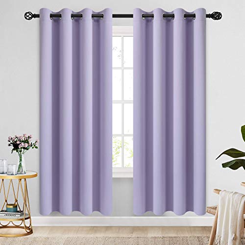 Image of COSVIYA Grommet Blackout Room Darkening Lilac Curtains 72 inch Length | Thick Polyester Light Blocking Insulated Thermal Window Curtain Drapes for Bedroom /Living Room,52x72 inches,2 Panels