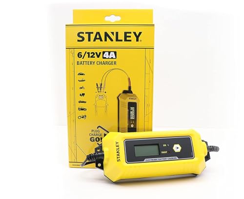 Stanley Automatic 8 Stage 12V/4A Car Battery Charger & Maintainer for All Types of 6-12V Lead Acid Batteries - SXAE00025GB