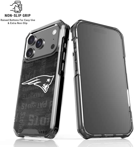 Skinit Clear Phone Case Compatible with iPhone 17 Pro - Officially Licensed NFL New England Patriots Black & White Design