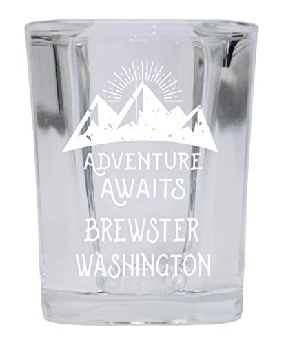 Brewster Washington Souvenir Laser Engraved 2 Ounce Square Base Liquor Shot Glass Adventure Awaits...