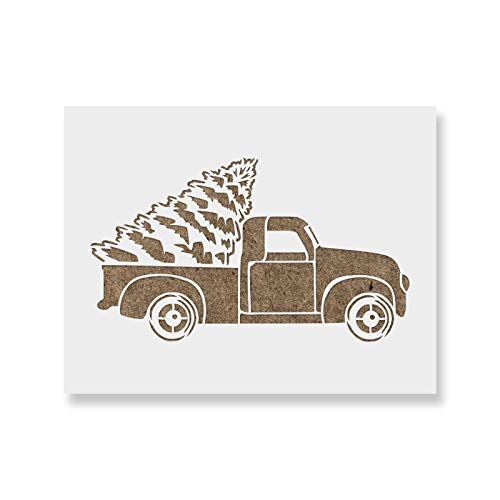 Christmas Truck Stencil - Holiday Wall Decor, Christmas Stencil for Crafts, Christmas Craft, Easy Stencils, Wall Art