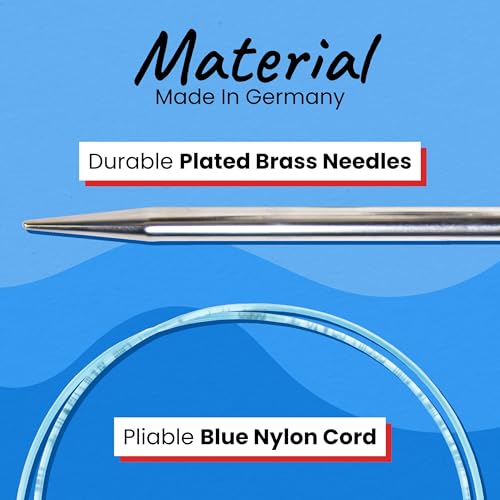 Image of skacel by addi Circular Knitting Needles, 40 Inch (100 cm) Rocket Round Brass Knitting Needle Pair with Nylon Cord, 3.5 mm (US Size 4)