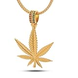 King Ice (キングアイス) ウィード リーフ モチーフ ネックレス ゴールド Rasta Weed Leaf Necklace (O/S (ワンサイズ)) [並行輸入品]