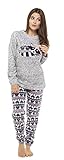 CityComfort Pijama de Pijamas cómodos Pijamas Snuggle Pijamas cálidos Pijama Twosie Set | Desgaste de Lujo del salón Suave para Las Mujeres para Las Mujeres (XL, Mapache soñoliento Gris)