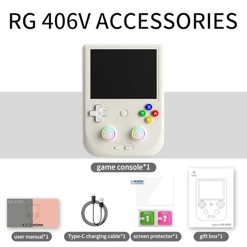 Image of RG406V Android 13 Handheld Game Console 4 inch HD IPS 8GB RAM 128GB Storage RGB Lighting Game Player 5500mAh Battery Multi-Format Game Support(Beige White)
