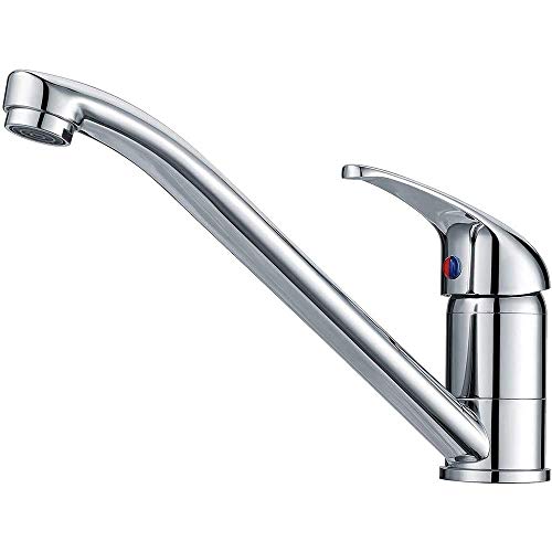 Image of Kitchen faucets - Antique Single Lever Basin Mixer Tap - Stainless Steel Tap for Counter Top Washbasin - Pack of 1, Silver
