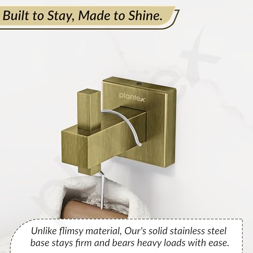 Image of Plantex Stainless Steel Robe Hook for Bathroom /Door Hanger Hook /Wall Towel Hook /Bathroom Accessories - Pack of 1, Aqua (Brass Antique)