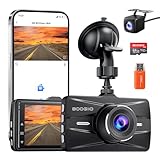 BOOGIIO Dash Cam Front and Rear with 64GB SD Card, 4K Dash Camera for Cars with APP, 5G WiFi Car Camera, Built-in G-Sensor, 170° Wide Angle, Night Vision, 24H Parking Mode,Loop Recording,3" IPS Screen