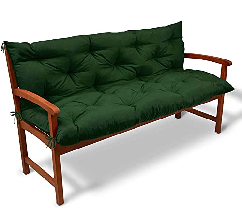 Shbv Garden Swing Backrest Garden Bench Cushion 2 3 Seats Waterproof Outdoor Recliner Patio Cushion Luxury Soft Replacement For Living Room Long Chair Non-Slip Large Mat 150Cm, Green, 150X50X10Cm #TOP1