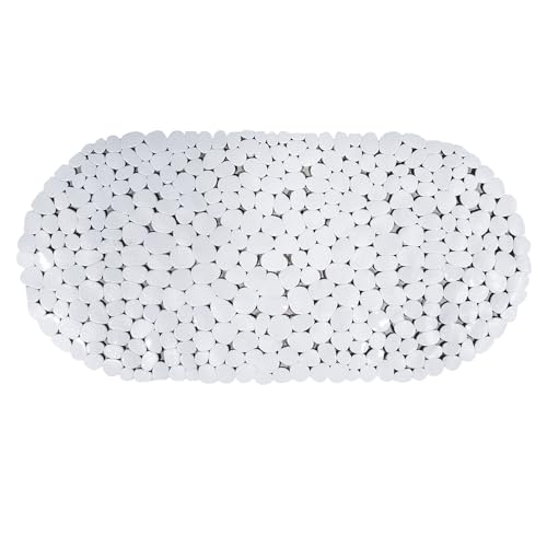 AQUALONA® Premium Bath Mat, Anti-Mould, Comfort – PVC, Machine Washable – BPA, Latex/Phthalate Free (Pebble White)