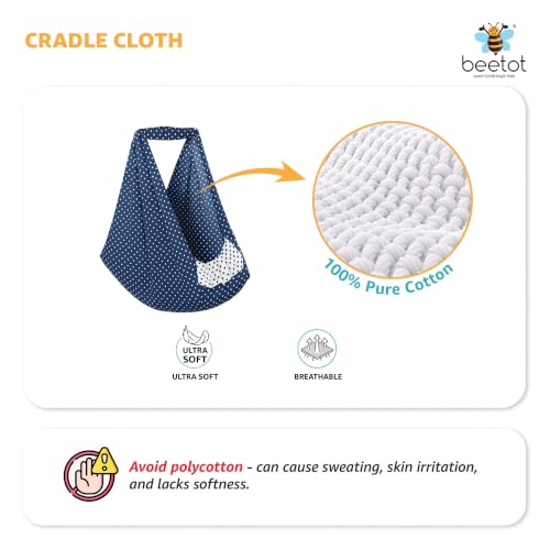 Image of Premium Swing Cradle Set | Cradle Cloth, Padded Bed, Mosquito Net, Heavy-Duty Spring & Triangle Hanger | Up to 15 kg | Dark Navy Dot