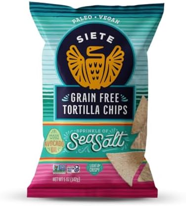 Siete Grain Free Tortilla Chips | Gluten Free Chips | Paleo & Vegan Snacks | Non GMO | Sea Salt, 5 Ounce (Pack of 12)