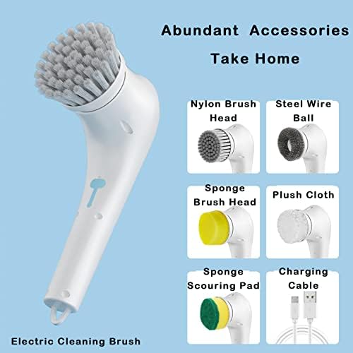 LXTaoler Electric Spin Scrubber, Portable Electric Cleaning Brush with 5 Brush Heads, Power Scrubber 360°Smart Rotation Handheld Scrubber Brush for Dish, Pot, Wall, Kitchen, Shoe