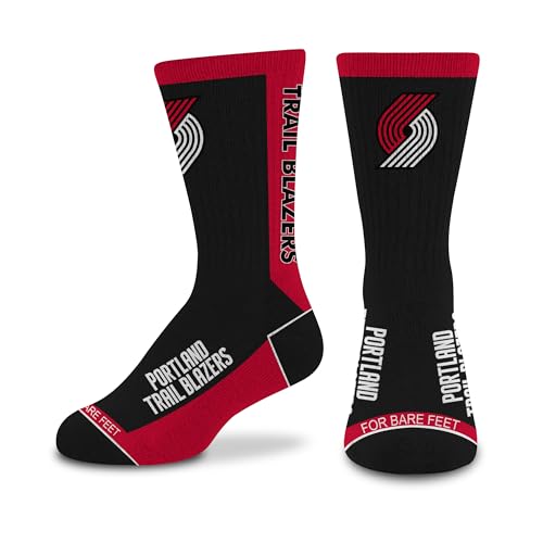 For Bare Feet NBA PORTLAND TRAILBLAZERS MVP Crew Sock Team Color YOUTH