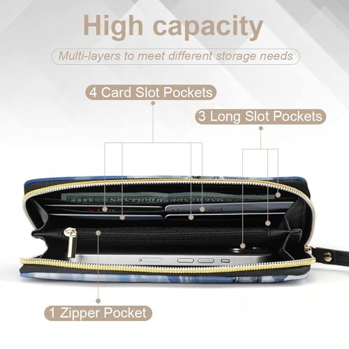 Women Wallets Snow Mountain Penguin Leather Wallet for Women Thin Wallet with Zipper Pocket Card Holder4