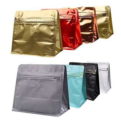VOLWCO 10 Pezzi Sacchetto di Chicchi di caffè autoportante con Una valvola di degassamento a Senso Unico, Mylar Sacchetti di Alluminio, Sacchetti di stoccaggio di Cibo per caffè in Grani