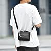 Sacoche Homme Petit sac à bandoulière unique Sacoche Bandoulière Cuir Petite Shoulder Bag Crossbody Business Sacs Étanche Convient pour loisirs, travail,voyages (Noir) #2